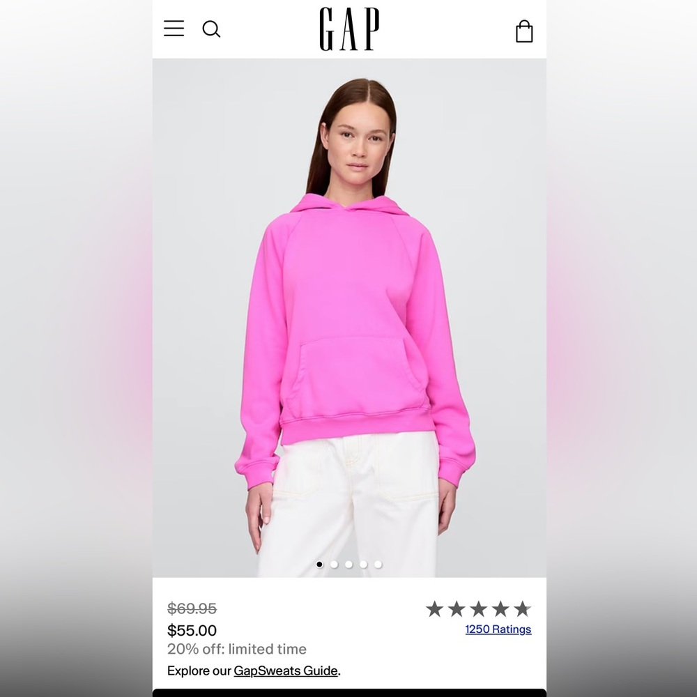 GAP oversized Vibrant Pink Pullover Hoodie vintage soft